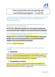 Clausule overmacht en verzwarende omstandigheden COVID 19 -